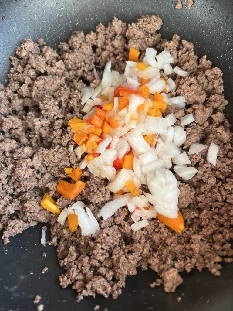 browned beef with onion and pepper